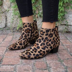 J. CREW Leopard Print Calf Hair Ankle Boots, 7